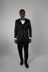 Maserto Slim Fit Siyah Smokin Parlak Desenli