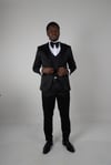 Maserto Slim Fit Siyah Smokin Parlak Desenli