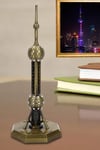 ÇinDünyadan HediyelerDNY-HD100856Keskin Hediyelik Eşya Ve TekstilVintage Metal Shanghai Oriental Pearl Tv Tower Biblo Antik Bronz 18 cm