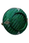 EndonezyaDünyadan HediyelerDNY-HD100488Keskin Hediyelik Eşya Ve TekstilYeşil Hasır Ekmek Sepeti 35cm Hareketli Tül Kapaklı Batikli Kulplu