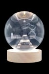 FransaDünyadan HediyelerDNY-HDYPRS32Keskin Hediyelik Eşya Ve TekstilParis Kristal Cam Küre 6cm Led Işıklı Usb Kablolu Ahşap Stantlı Gece Lambası