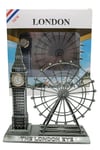 İngiltereDünyadan HediyelerDNY-HDYLNDR2GMSKeskin Hediyelik Eşya Ve TekstilVintage Metal İngiltere London Big Ben ve London Eye Biblo Gümüş 20cm