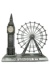 İngiltereDünyadan HediyelerDNY-HDYLNDR2GMSKeskin Hediyelik Eşya Ve TekstilVintage Metal İngiltere London Big Ben ve London Eye Biblo Gümüş 20cm