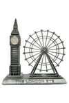 İngiltereDünyadan HediyelerDNY-HDYLNDR2GMSKeskin Hediyelik Eşya Ve TekstilVintage Metal İngiltere London Big Ben ve London Eye Biblo Gümüş 20cm