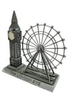 İngiltereDünyadan HediyelerDNY-HDYLNDR2GMSKeskin Hediyelik Eşya Ve TekstilVintage Metal İngiltere London Big Ben ve London Eye Biblo Gümüş 20cm