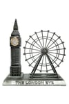 İngiltereDünyadan HediyelerDNY-HDYLNDR2GMSKeskin Hediyelik Eşya Ve TekstilVintage Metal İngiltere London Big Ben ve London Eye Biblo Gümüş 20cm