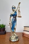 İtalyaDünyadan HediyelerDNY-HDY1682Keskin Hediyelik Eşya Ve TekstilThemis Adalet Kadını Terazisi Heykeli Mavi Gold 24cm