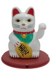 JaponyaDünyadan HediyelerDNY-HDYNEKO4521BKeskin Hediyelik Eşya Ve TekstilManeki Neko El Sallayan Şans Kedisi Beyaz Solar Güneş Enerjili 11x10cm NO1B