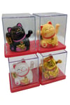 JaponyaDünyadan HediyelerDNY-HDYNEKO4SET02Keskin Hediyelik Eşya Ve TekstilDörtlü Maneki Neko El Sallayan Şans Kedisi Güneş Enerjili Set NO05HDY