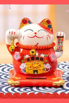 JaponyaDünyadan HediyelerDNY-HDYZMRT01KKeskin Hediyelik Eşya Ve TekstilSeramik Maneki Neko Kırmızı Güneş Enerjili Şans Kedisi 12cm No.1