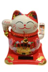 JaponyaDünyadan HediyelerDNY-HDYZMRT01KKeskin Hediyelik Eşya Ve TekstilSeramik Maneki Neko Kırmızı Güneş Enerjili Şans Kedisi 12cm No.1