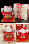 JaponyaDünyadan HediyelerDNY-HDYZMRT01KKeskin Hediyelik Eşya Ve TekstilSeramik Maneki Neko Kırmızı Güneş Enerjili Şans Kedisi 12cm No.1