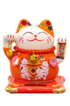 JaponyaDünyadan HediyelerDNY-HDYZMRT04TKeskin Hediyelik Eşya Ve TekstilSeramik Maneki Neko Turuncu Güneş Enerjili Şans Kedisi 12cm No.4