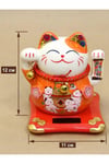 JaponyaDünyadan HediyelerDNY-HDYZMRT04TKeskin Hediyelik Eşya Ve TekstilSeramik Maneki Neko Turuncu Güneş Enerjili Şans Kedisi 12cm No.4