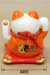JaponyaDünyadan HediyelerDNY-HDYZMRT04TKeskin Hediyelik Eşya Ve TekstilSeramik Maneki Neko Turuncu Güneş Enerjili Şans Kedisi 12cm No.4