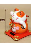 JaponyaDünyadan HediyelerDNY-HDYZMRT04TKeskin Hediyelik Eşya Ve TekstilSeramik Maneki Neko Turuncu Güneş Enerjili Şans Kedisi 12cm No.4