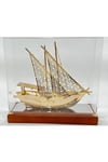 KatarDünyadan HediyelerDNY-DH3364Keskin Hediyelik Eşya Ve TekstilPirinç Yelkenli Gemi Altın Kaplama Katar Dhow Teknesi Kutulu 29cm No.1