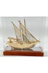 KatarDünyadan HediyelerDNY-DH3364Keskin Hediyelik Eşya Ve TekstilPirinç Yelkenli Gemi Altın Kaplama Katar Dhow Teknesi Kutulu 29cm No.1