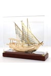 KatarDünyadan HediyelerDNY-DH3364Keskin Hediyelik Eşya Ve TekstilPirinç Yelkenli Gemi Altın Kaplama Katar Dhow Teknesi Kutulu 29cm No.1