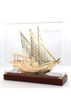 KatarDünyadan HediyelerDNY-DH3364Keskin Hediyelik Eşya Ve TekstilPirinç Yelkenli Gemi Altın Kaplama Katar Dhow Teknesi Kutulu 29cm No.1