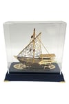 KatarDünyadan HediyelerDNY-DH3365Keskin Hediyelik Eşya Ve TekstilPirinç Yelkenli Gemi Altın Kaplama Katar Dhow Teknesi Deri Kutulu 23cm No.2