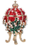 RusyaDünyadan HediyelerDNY-HD100406Keskin Hediyelik Eşya Ve TekstilFaberge Yumurta Swarovski Taşlı Lüks Mücevher Kutusu Kırmızı 8 cm
