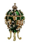 RusyaDünyadan HediyelerDNY-HD100408Keskin Hediyelik Eşya Ve TekstilFaberge Yumurta Swarovski Taşlı Lüks Mücevher Kutusu Yeşil 8 cm