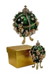 RusyaDünyadan HediyelerDNY-HD100408Keskin Hediyelik Eşya Ve TekstilFaberge Yumurta Swarovski Taşlı Lüks Mücevher Kutusu Yeşil 8 cm