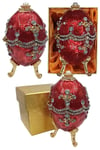 RusyaDünyadan HediyelerDNY-HD100409Keskin Hediyelik Eşya Ve TekstilFaberge Yumurta Swarovski Taşlı Lüks Mücevher Kutusu Kırmızı 9 cm