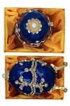 RusyaDünyadan HediyelerDNY-HD100410Keskin Hediyelik Eşya Ve TekstilFaberge Yumurta Swarovski Taşlı Lüks Mücevher Kutusu Mavi 9 cm
