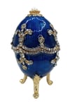 RusyaDünyadan HediyelerDNY-HD100410Keskin Hediyelik Eşya Ve TekstilFaberge Yumurta Swarovski Taşlı Lüks Mücevher Kutusu Mavi 9 cm