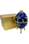 RusyaDünyadan HediyelerDNY-HD100410Keskin Hediyelik Eşya Ve TekstilFaberge Yumurta Swarovski Taşlı Lüks Mücevher Kutusu Mavi 9 cm