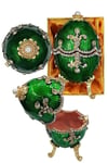 RusyaDünyadan HediyelerDNY-HD100411Keskin Hediyelik Eşya Ve TekstilFaberge Yumurta Swarovski Taşlı Lüks Mücevher Kutusu Yeşil 9 cm