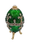 RusyaDünyadan HediyelerDNY-HD100411Keskin Hediyelik Eşya Ve TekstilFaberge Yumurta Swarovski Taşlı Lüks Mücevher Kutusu Yeşil 9 cm