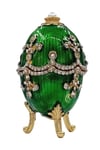 RusyaDünyadan HediyelerDNY-HD100411Keskin Hediyelik Eşya Ve TekstilFaberge Yumurta Swarovski Taşlı Lüks Mücevher Kutusu Yeşil 9 cm