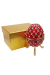 RusyaDünyadan HediyelerDNY-HD100412Keskin Hediyelik Eşya Ve TekstilFaberge Yumurta Swarovski Taşlı Lüks Mücevher Kutusu Kırmızı 10 cm