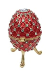 RusyaDünyadan HediyelerDNY-HD100412Keskin Hediyelik Eşya Ve TekstilFaberge Yumurta Swarovski Taşlı Lüks Mücevher Kutusu Kırmızı 10 cm