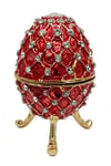 RusyaDünyadan HediyelerDNY-HD100412Keskin Hediyelik Eşya Ve TekstilFaberge Yumurta Swarovski Taşlı Lüks Mücevher Kutusu Kırmızı 10 cm
