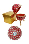 RusyaDünyadan HediyelerDNY-HD100412Keskin Hediyelik Eşya Ve TekstilFaberge Yumurta Swarovski Taşlı Lüks Mücevher Kutusu Kırmızı 10 cm