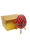 RusyaDünyadan HediyelerDNY-HD100412Keskin Hediyelik Eşya Ve TekstilFaberge Yumurta Swarovski Taşlı Lüks Mücevher Kutusu Kırmızı 10 cm