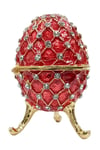 RusyaDünyadan HediyelerDNY-HD100412Keskin Hediyelik Eşya Ve TekstilFaberge Yumurta Swarovski Taşlı Lüks Mücevher Kutusu Kırmızı 10 cm