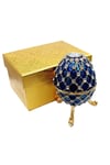RusyaDünyadan HediyelerDNY-HD100413Keskin Hediyelik Eşya Ve TekstilFaberge Yumurta Swarovski Taşlı Lüks Mücevher Kutusu Mavi 10 cm