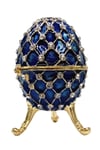 RusyaDünyadan HediyelerDNY-HD100413Keskin Hediyelik Eşya Ve TekstilFaberge Yumurta Swarovski Taşlı Lüks Mücevher Kutusu Mavi 10 cm