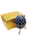 RusyaDünyadan HediyelerDNY-HD100413Keskin Hediyelik Eşya Ve TekstilFaberge Yumurta Swarovski Taşlı Lüks Mücevher Kutusu Mavi 10 cm