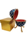 RusyaDünyadan HediyelerDNY-HD100413Keskin Hediyelik Eşya Ve TekstilFaberge Yumurta Swarovski Taşlı Lüks Mücevher Kutusu Mavi 10 cm