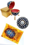 RusyaDünyadan HediyelerDNY-HD100413Keskin Hediyelik Eşya Ve TekstilFaberge Yumurta Swarovski Taşlı Lüks Mücevher Kutusu Mavi 10 cm