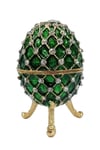 RusyaDünyadan HediyelerDNY-HD100414Keskin Hediyelik Eşya Ve TekstilFaberge Yumurta Swarovski Taşlı Lüks Mücevher Kutusu Yeşil 10 cm