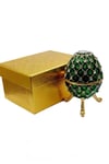 RusyaDünyadan HediyelerDNY-HD100414Keskin Hediyelik Eşya Ve TekstilFaberge Yumurta Swarovski Taşlı Lüks Mücevher Kutusu Yeşil 10 cm