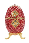 RusyaDünyadan HediyelerDNY-HD100415Keskin Hediyelik Eşya Ve TekstilFaberge Yumurta Swarovski Taşlı Lüks Mücevher Kutusu Kırmızı 10cm