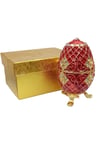 RusyaDünyadan HediyelerDNY-HD100415Keskin Hediyelik Eşya Ve TekstilFaberge Yumurta Swarovski Taşlı Lüks Mücevher Kutusu Kırmızı 10cm